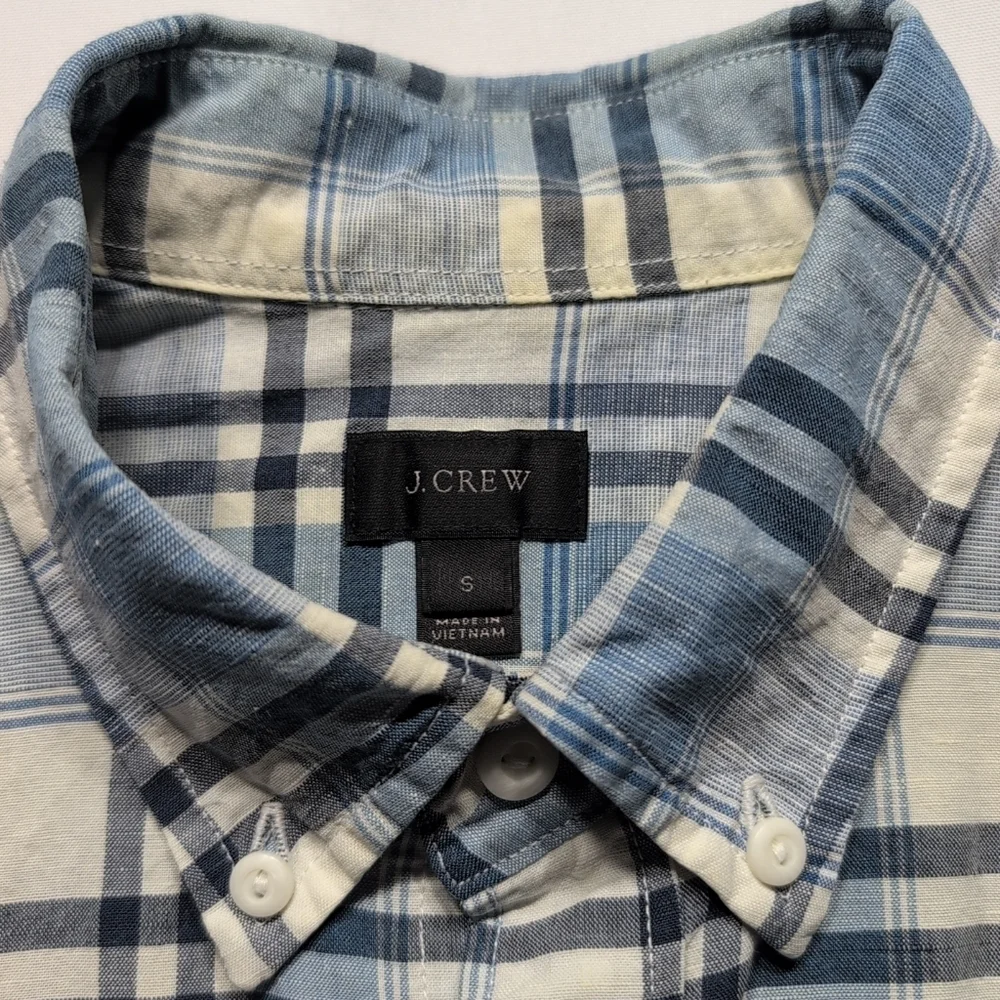 J. Crew Blue and White Casual Button Down Shirt
